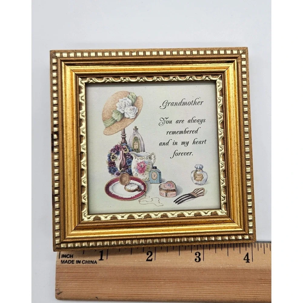Heartfelt Collection Grandmother Framed Print Kathy Seek 1999 Gold Frame 4.5x4.5